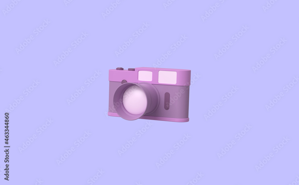 Poster camera on isolate background, 3d rendering.