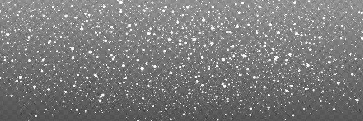 Vector falling snow effect isolated on transparent background with blurred
