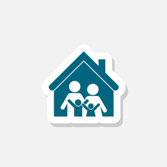 Family house sticker  icon isolated on white background