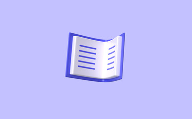 Book on isolate background, 3D rendering.