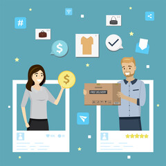 Popular celebrity account. Social media page, handsome man create media content. Online technology, global chatting