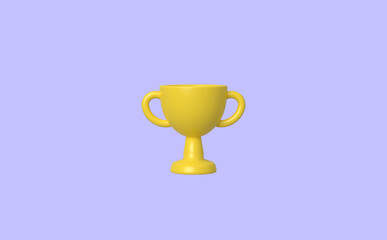 Golden Cup on isolate background, 3D rendering.