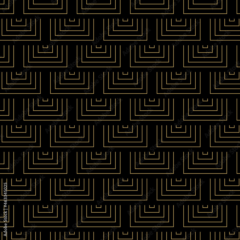 Poster Pattern seamless labyrinth and square abstract background black and gold luxury color maze geometric vector. Royal Japanese Diagonal abstract vector print. Christmas Seamless Pattern for you Design.