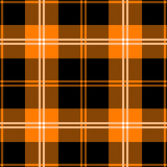 black and orange halloween tartan vector seamless pattern