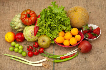 mixed fresh vegetables and fruits