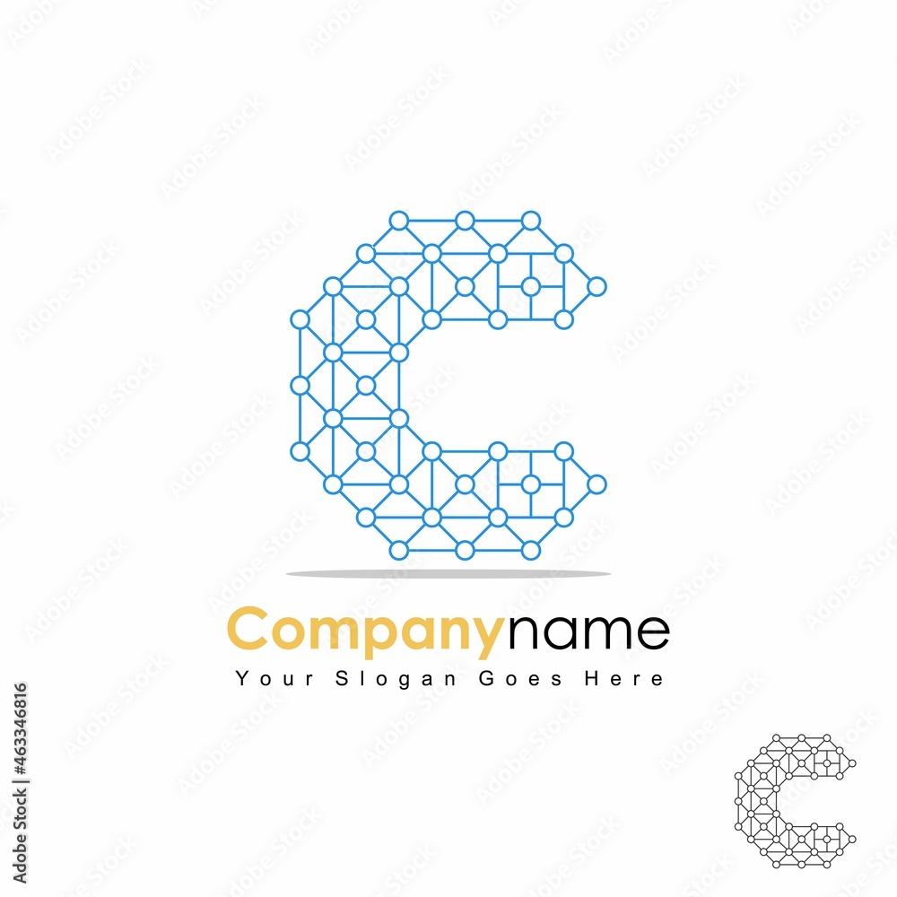Poster simple and unique letter or word c font in tech image graphic icon logo design abstract concept vect