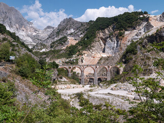Fototapeta na wymiar Bridge of Vara in Carrara, site of the Old Private Marble Railway - Tuscany, Italy