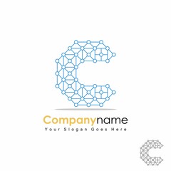 Simple and unique Letter or word C font in tech image graphic icon logo design abstract concept vector stock. Can be used as symbols related to initial or internet.