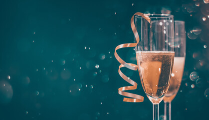 New Years Eve celebration background with champagne