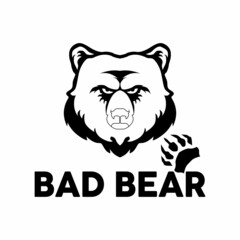 Unique head and hand bear in serious image graphic icon logo design abstract concept vector stock. Can be used as a symbol of animal or savagery