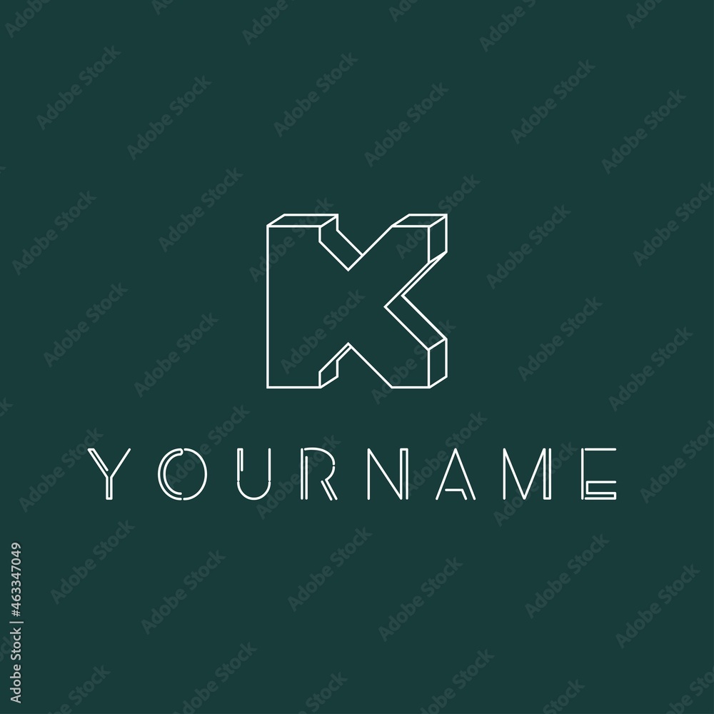 Poster simple and unique letter k font in line 3d image graphic icon logo design abstract concept vector st