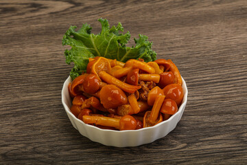 Marinated mushroom - honey agaric in the bowl