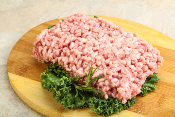Raw pork minced meat for cooking
