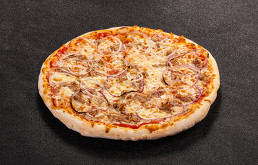 Pizza with meat and onion