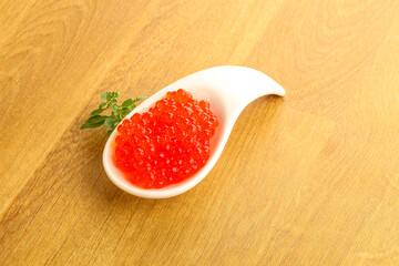 Red caviar in the bowl