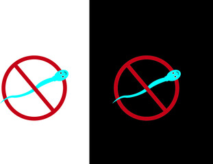Prohibited fertilization, sign of prohibition and sperm, vector