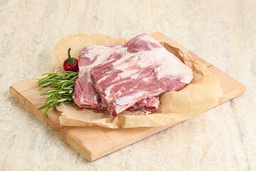 Raw pork ribs for cooking