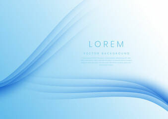 Abstract soft blue curve template background with space for text.