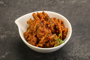 Canned anchovy in tomato sauce