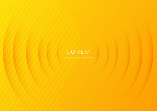 Abstract Yellow And Orange Curve Circle Layer Overlapping Background.  Sound Wave.