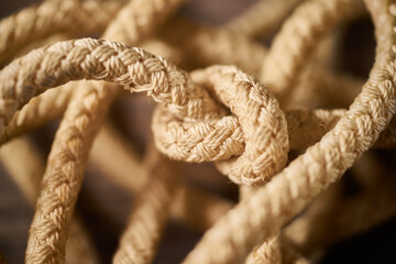 Old vintage rope close-up, macro texture
