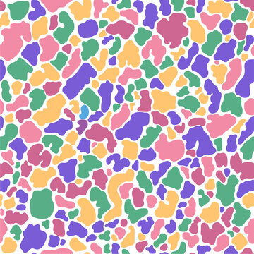 Abstract seamless pattern with organic shapes. Stylish vector texture with smooth blots, colorful spots, fluid forms. Simple modern background in pastel colors. fabric print. Vector