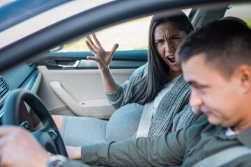 Husband drives Beautiful Pregnant Woman to the hospital	