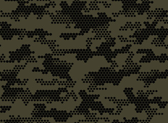 
Digital hexagonal camouflage, black khaki seamless pattern for your ideas