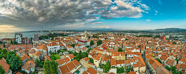 Aerial Panorama of Koper or Capodistria City and Port  on Adriatic Coast in Slovenia