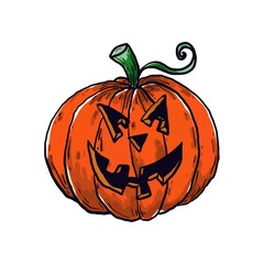 Evil pumpkin for Halloween on a white background
