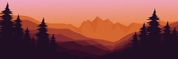 sunset mountain rock  vector illustration good for wallpaper, background, backdrop, web banner, tourism design, and design template