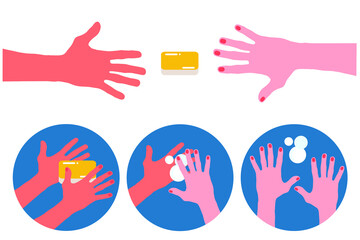 Wash your hands, logo with instructions, vector