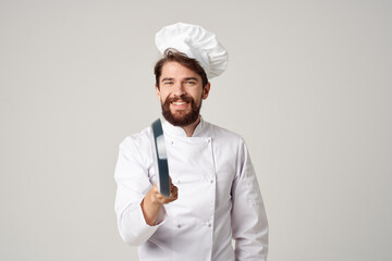 bearded man chef kitchen utensils Job culinary industry