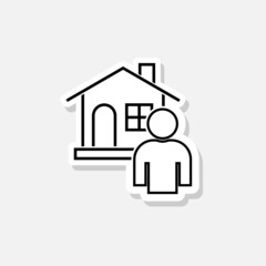 Working at home sticker icon isolated on white background