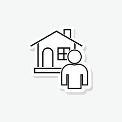 Working at home sticker icon isolated on white background