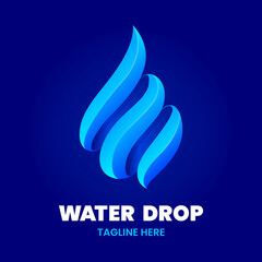 Water drop logo template. Stock vector emblem.