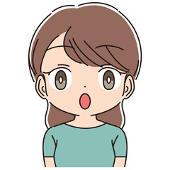 驚いている女性　上半身アップ