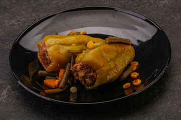 Baked stuffed bell pepper with meat