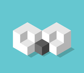 Obraz premium Isometric cube and two niches. Career and education choice, decision, mission and opportunity concept. Flat design. EPS 8 vector illustration, no transparency, no gradients