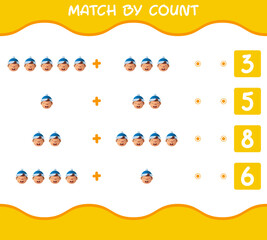 Match by count of cartoon boys. Match and count game. Educational game for pre shool years kids and toddlers