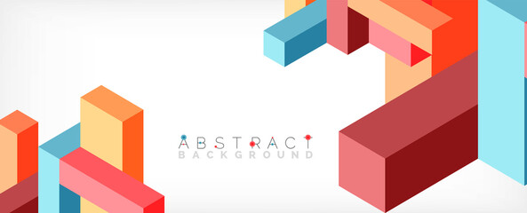 Obraz premium Abstract background. 3d cubes, cubic elements and blocks. Techno or business concept for wallpaper, banner, background, landing page