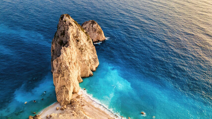 Obraz premium Aerial drone view of the Ionian Sea coast of Zakynthos, Greece