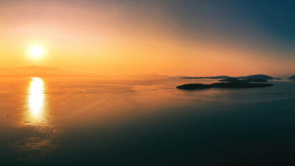 Sunset on the Ionian sea in Greece