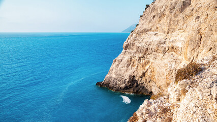 Aerial drone view of the Ionian Sea coast of Zakynthos, Greece