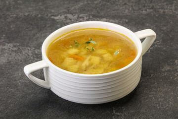 Tasty chicken soup with carrot