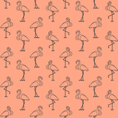 Flat linear vector flamingo pattern
