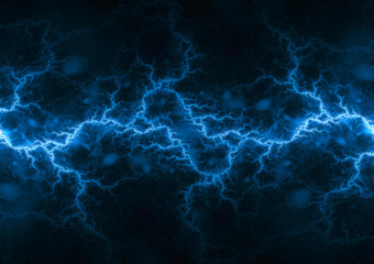 Fototapeta na wymiar Cold blue plasma lightning, abstract energy and electricity background