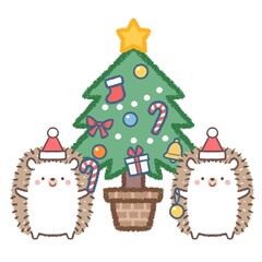 クリスマスツリーとハリネズミ
