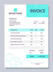 Medical invoice form template vector design. Bill form business invoice accounting. Vector illustration