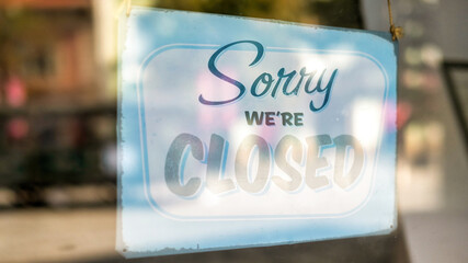 Sorry we are closed sign